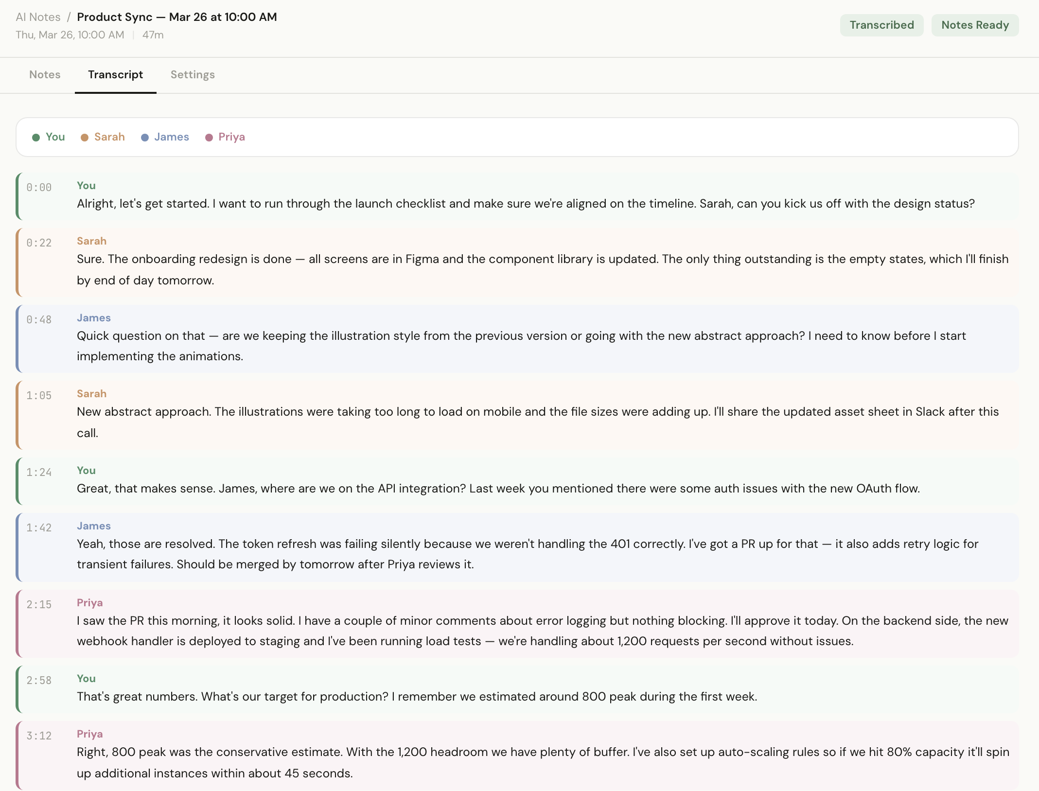 AutoDoc transcript with speaker diarization